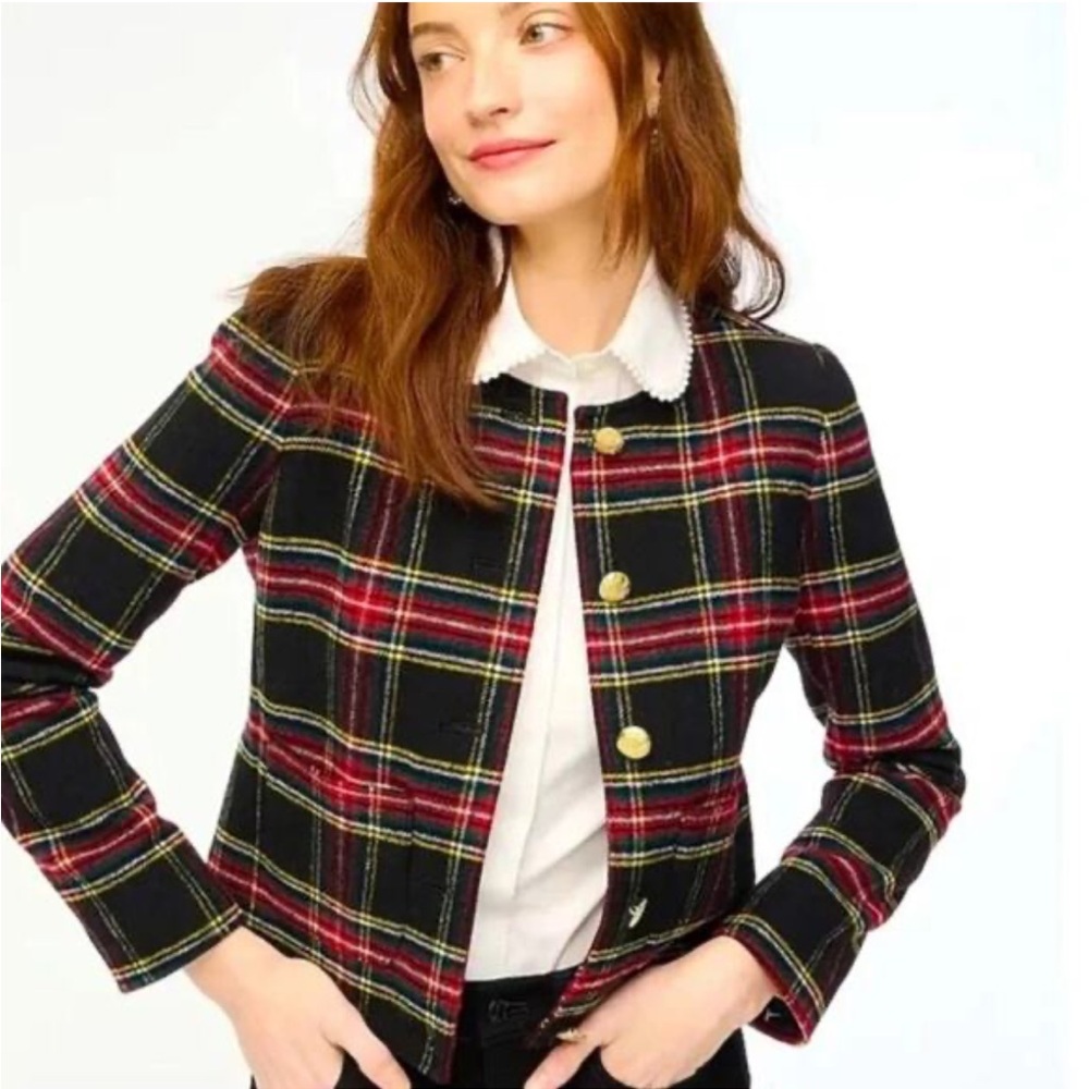 J Crew Factory Stewart Tartan Wool Blend Lady Jacket Size 4 Women’s Blazer Coat